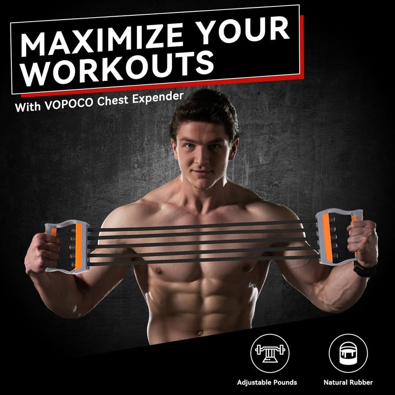 VOPOCO Chest Expander for Men Adjustable Forearm Strengthener with Removable Tubes Arm Trainer for Arm Chest Back Muscles Chest Upper Body Workout Equipment for Home Gym Fitness Muscle Training Exercise - Image 2